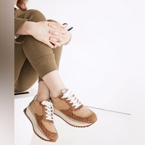 MADEWELL | NWOT Women's Kickoff Trainer Sneakers in Spot Dot Calf Hair and Nubuc